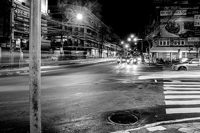 Lighted city BW