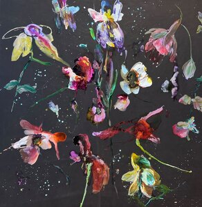 Contrasterend bloemen schilderij