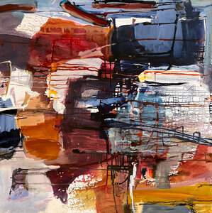 Ebb and flow - 140 x 140 cm - Abstract schilderij 