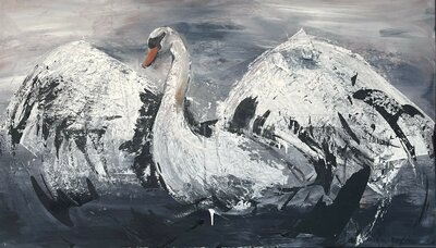 Schilderij zwaan