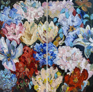 Tweeluik bloemen schilderij