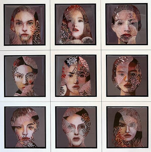 Brown Lines in Life - 66 x 66 cm - Epoxy schilderij portretten