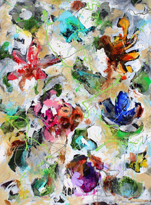 Garden Twist - 100 x 140 cm - Schilderij abstract