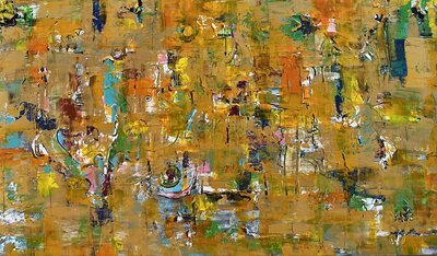 Rough Gold - 180 x 100 cm - Schilderij abstract