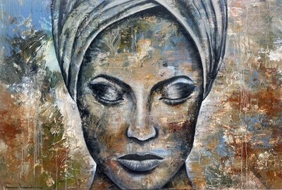 Pearl  - 150 x 100 cm - Schilderij vrouw