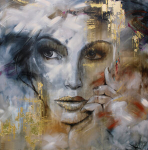 Observation - 200 x 200 cm - Schilderij vrouw