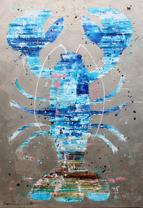 Blue Lobster - 100 x 150 cm- Schilderij kreeft