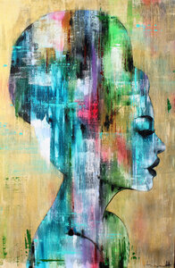 Golden Glow - 120 x 180 cm- Schilderij vrouw