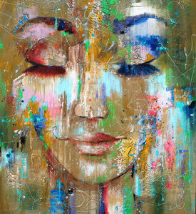 Color first - 100 x 110 cm- Schilderij vrouw