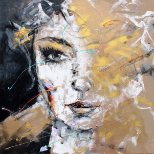 Tonight - 180 x 180 cm- Schilderij vrouw