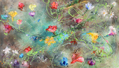 Flower shake - 180 x 100 cm- Schilderij bloemen