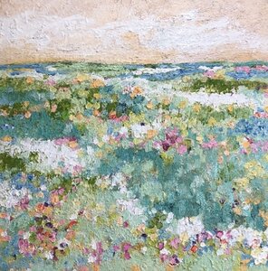 Flowerfield - 120 x 120 cm- Schilderij landschap