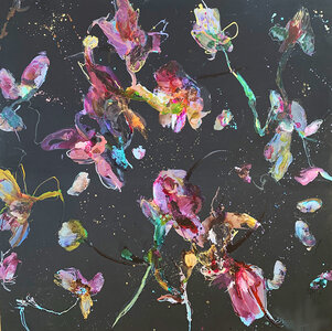 Purple Rain - 150 x 150 cm - Schilderij bloemen