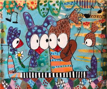 XOXO luv ya - 100 x 120 cm - Vrolijk schilderij