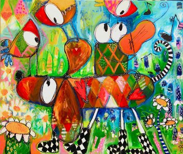 You love me the most - 100 x 120 cm - Vrolijk schilderij
