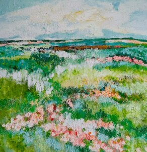 Green as grass - 100 x 100 cm- Schilderij landschap