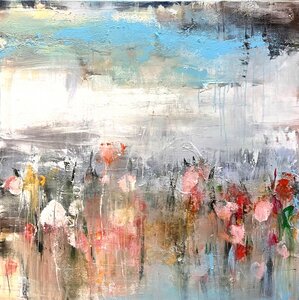 Poppies - 100 x 100 cm - Schilderij abstract