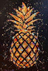 The Golden Pineapple - 110 x 160 cm - Schilderij ananas