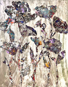 Palet Flowers - 120 x 150 cm - Schilderij Bloemen