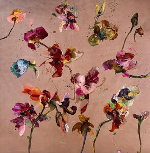 Floating Botanic - 160 x 160 cm - Schilderij bloemen