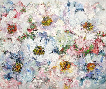 Colors in white - 130 x 110 cm Bloemen schilderij