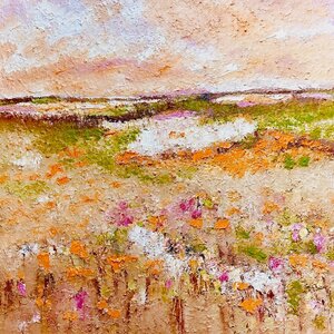 Walk in the fields  - 120 x 120 cm- Schilderij landschap
