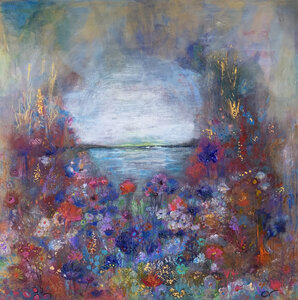 Bright Flowers - 120 x 120 cm - Schilderij landschap