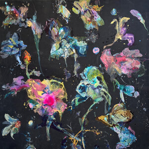 Rose garden- 150 x 150 cm - Schilderij bloemen