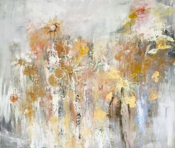 Golden moments 3 - 140 x 120 cm - Schilderij abstract