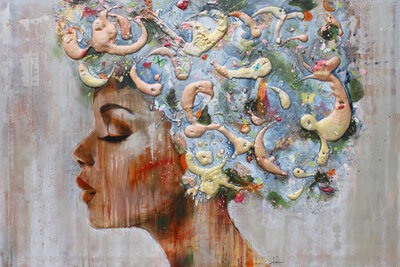 Seson harmony - 180 x 120 cm - Schilderij- vrouw