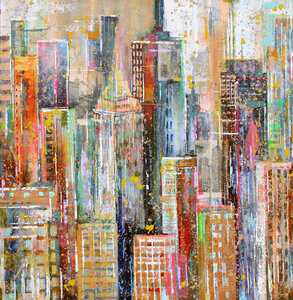 NY city - 200 x 200 cm - Schilderij- gebouwen