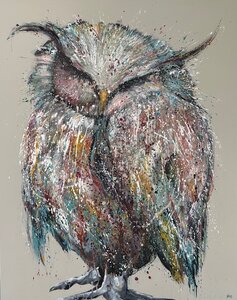 Zalig - 120 x 150 cm - Schilderij uil