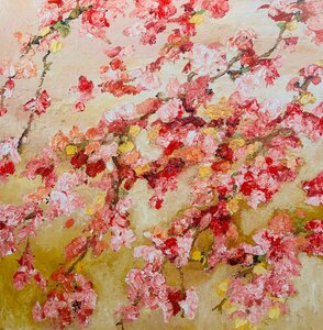 Dancing in the wind - 80 x 80 cm - Schilderij bloemen