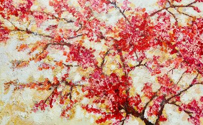 Blooming time - 160 x 100 cm - Schilderij bloemen