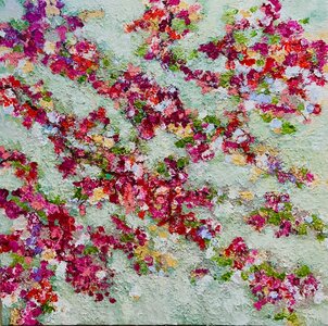 Where flowers bloom - 120 x 120 cm - Schilderij bloemen