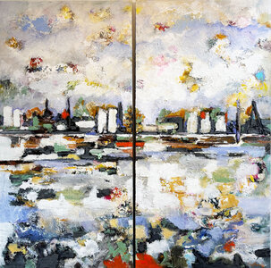 Serenity 150 x 150 cm Bloemen schilderij