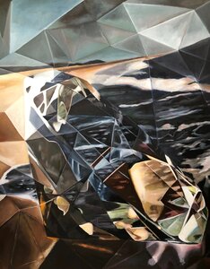 De diepte van een diamant - 80 x 100 cm - Schilderij abstract zee