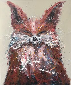 Gelukzalig - 100 x 120 cm - Schilderij vos