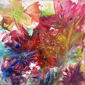 Dans van kleuren - 50 x 50 cm  - Bloemen schilderij
