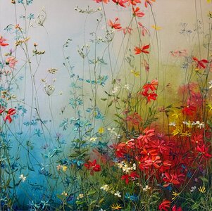 Open mind - 60 x 60 cm - Schilderij bloemenveld 