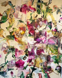 Pink Botanic - 150 x 185 cm - Schilderij abstract