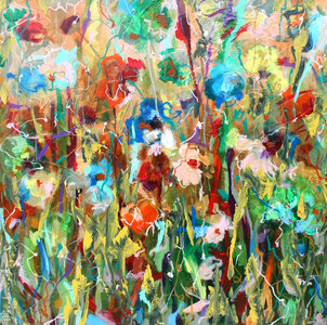 Today flowers - 120x120 x 120 cm - Schilderij bloem