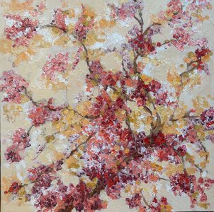 Golden day - 100 x 100 cm - Schilderij bloemen
