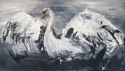Imponeren  - 140 x 80 cm - Schilderij zwaan