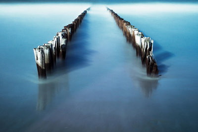 Bollards in the sea