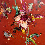 Red-Botanic-130-x-130-cm-Bloemen-schilderij