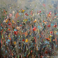 Wild-flower-Rouge-100-x-100-cm-Schilderij-bloemen