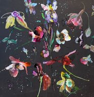 Contrasterend bloemen schilderij