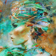 River-130-x-130-cm--Schilderij-vrouw