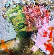 Out-of-my-head-200-x-200-cm--Schilderij-vrouw